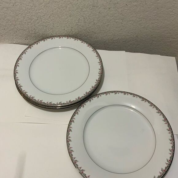 Vintage Noritake Petite #5507 Dinner Plates (4) 10-1/4" Circa 1950's Platinum G1 - Picture 2 of 6